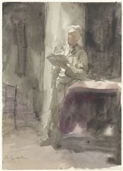 Homme avec un livre debout près d