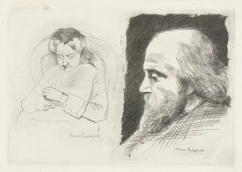 Femme assise et portrait d