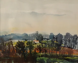 Maison à travers les arbres