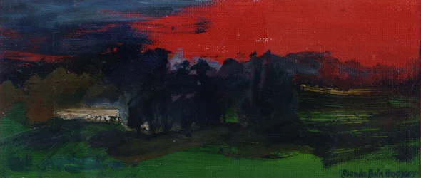 Paysage avec un ciel rouge