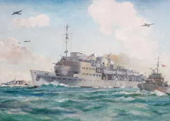 HMS Prins Albert en route vers Dieppe transportant le No 4 Commando, 19 août 1942