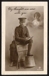 Royaume-Uni : Une carte postale sentimentale produite par la Cairo Postcard Trust, Le Caire, Égypte, pendant la Première Guerre mondiale