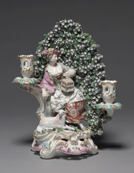 Candélabre avec bergère, fabricant Derby Porcelain Factory