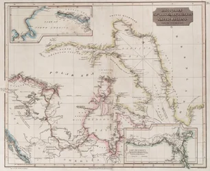 Carte montrant les découvertes de Ross, Parry et Franklin dans l