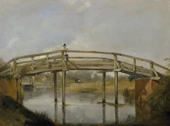 Paysage avec une rivière et un pont, vers 1830