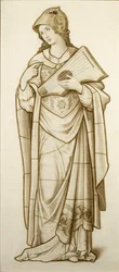 Muse de la Poésie Lyrique - Carton pour vitrail, c.1890