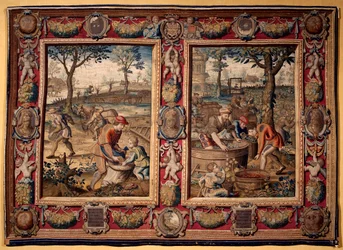 Septembre et octobre : travaux agricoles et récolte Tapisserie des manufactures de Mortlake. 17ème siècle Gênes, Musei di Strada Nuova