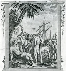 La première rencontre de Christophe Colomb avec les indigènes d