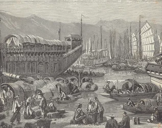 Navires dans un port animé, Shanghai, Chine