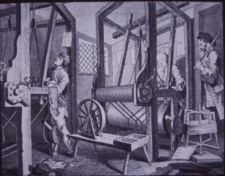 Tissage à Spitalfields, Londres (gravure)