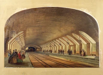 Métropolitan Railway, station de Baker Street, chromolithographie