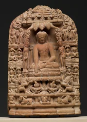 Plaque représentant des épisodes de la vie de Shakyamuni Bouddha