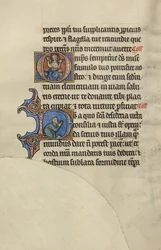 Initiale O : Christ trônant les mains levées ; Initiale D : Un homme semi-prostern en prière
