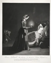 Florence Nightingale, un ange de la miséricorde, Hôpital de Scutari, gravé par Tomkins, 1855