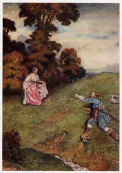 Car il ne pouvait ni se tenir debout ni marcher, mais comme un infirme il tombait (lithographie en couleur)