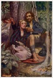 "Pour snug dans un vallon, où personne ne pouvait voir" (lithographie en couleur)