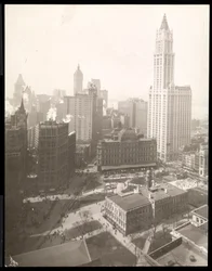 Vue aérienne de City Hall Park, City Hall et le bureau de poste