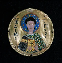 Buste de Saint Démétrius, émail, Byzance