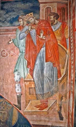 Dioclétien (Diocletien, 244-311) - Peinture de Damiane (actif 14ème siècle) - 14ème siècle - Fresque - Monastère Saint-Georges, Ubisi