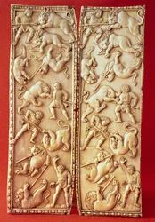 Diptyque avec une scène de chasse au lion