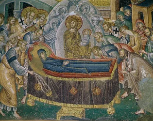 Dormition (mort de Marie), fresque dans Kariye Camii (église Saint-Sauveur-in-Chora, Istanbul, Turquie)
