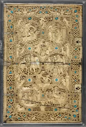 Egerton MS 1139 Couverture supérieure avec des scènes de la vie de David, le 