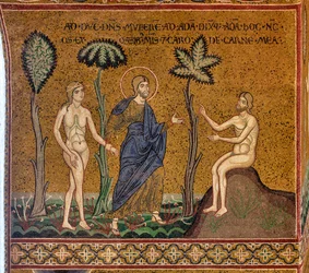 Dieu présente Ève à Adam, mosaïque byzantine, XII-XIII siècle, sur la contre-façade