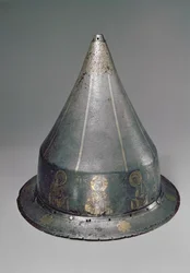 Casque avec le Deesis (acier avec incrustation d
