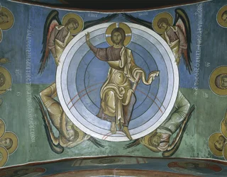 Peintures de Jésus-Christ avec des anges, Panagia Too Araka, Lagoudera, Chypre