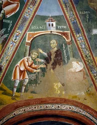 Saint Eldrad partant pour Saint-Jacques-de-Compostelle, (détail)