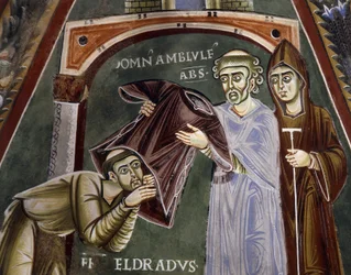 Saint Eldrad revient de Saint-Jacques-de-Compostelle et reçoit l