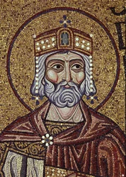 Roi David (détail) des mosaïques intérieures de la basilique Saint-Marc, 12ème siècle