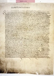 CORPUS JURIS CIVILIS: Une page du Codex Iustinianus, Digestum., 6ème siècle (manuscrit)