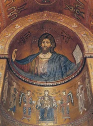 Christ Pantocrator et la Vierge en majesté avec des anges et des apôtres, de l