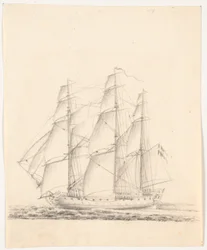 Navire de guerre toutes voiles dehors