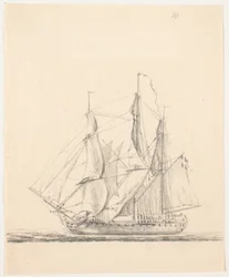 Navire de guerre toutes voiles dehors