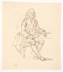 Homme assis avec perruque et ruban d