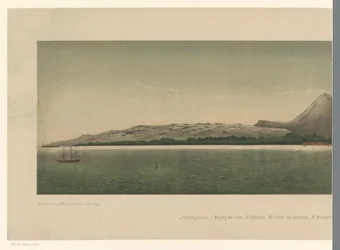 Vue de la côte de Grand-Aceh, avec la flotte de la première expédition d