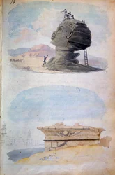 Le Sphinx et une tombe, Égypte, 19ème siècle