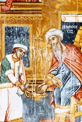 Fresque dans le monastère de Mikro Sotiris, île de Symi, Grèce (photo)