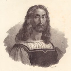 Portrait du graveur italien Marcantonio Raimondi (1480-1534), gravure sur cuivre par Barni d