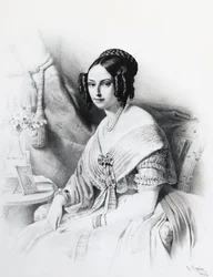 Portrait de Maria Adelaide de Habsbourg-Lorraine (1822-1855), épouse de Victor Emmanuel II de Savoie, gravure