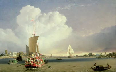 Sur la rivière Hoogly à Garden Reach en dessous de Calcutta, 1852