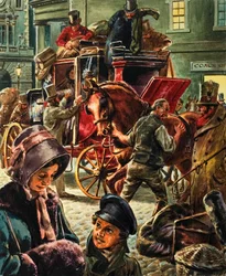 Une malle-poste tirée par des chevaux