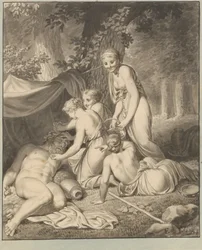 Le Silène endormi réveillé par des Bacchantes