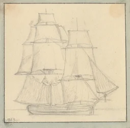 Un brig avec voile de lecture sur le grand mât