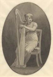 Une dame jouant de la harpe