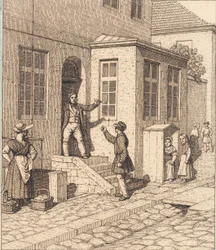 Scène de rue. Illustration pour "Linearperspectiven", Planche VII