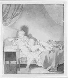 Un couple câlin au lit