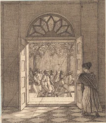 Depuis une antichambre. Illustration pour "Linearperspectiven", Planche VI